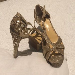 Gianni Bini Gold Jeweled Heels